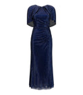Blue Embellished Crew Neck Midi Dress 1