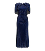 Blue Embellished Crew Neck Midi Dress 1
