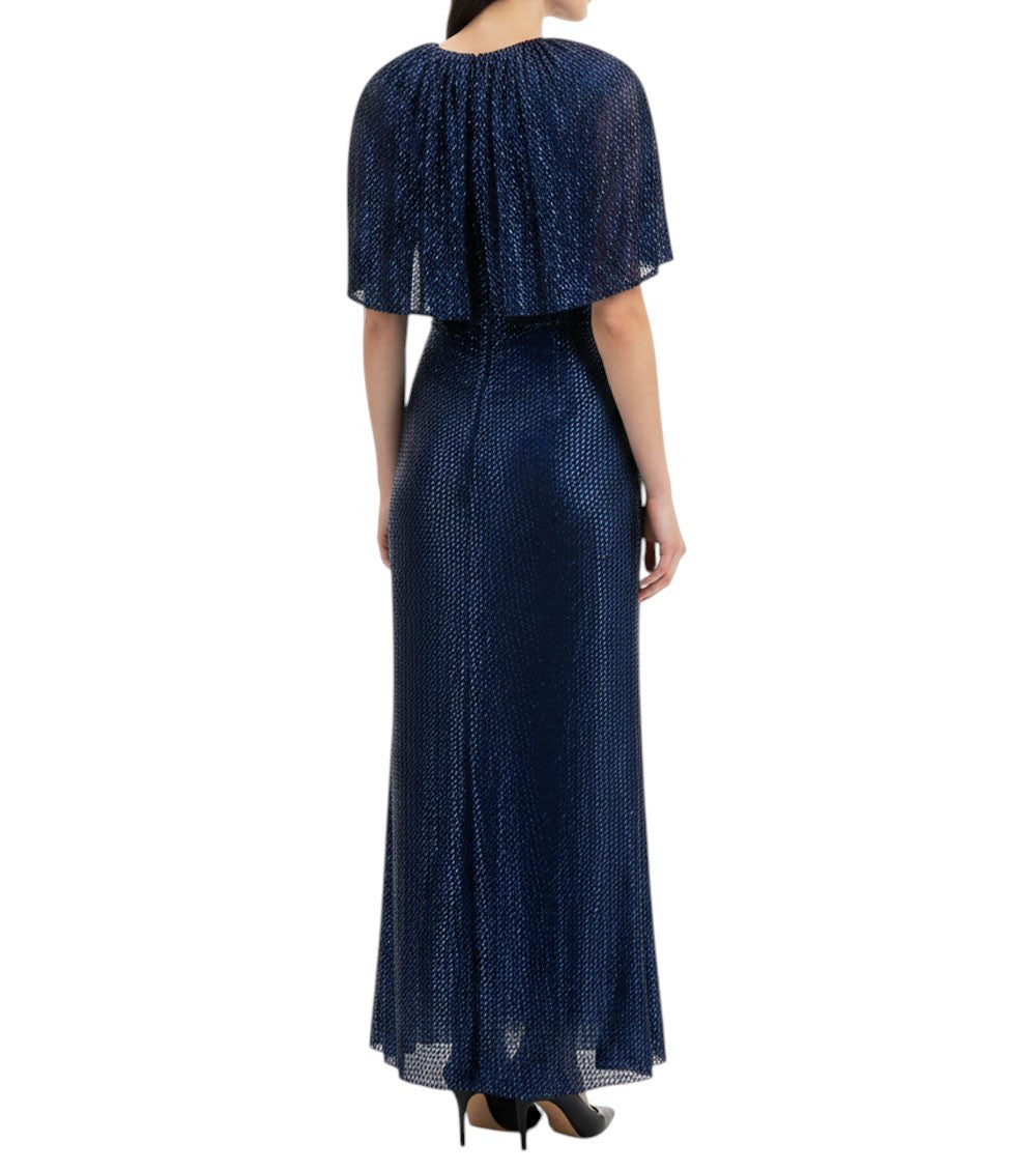 Blue Embellished Crew Neck Midi Dress 4
