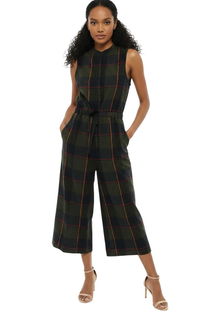 Green Checks Crew Neck Jumpsuit 1