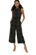 Green Checks Crew Neck Jumpsuit 1