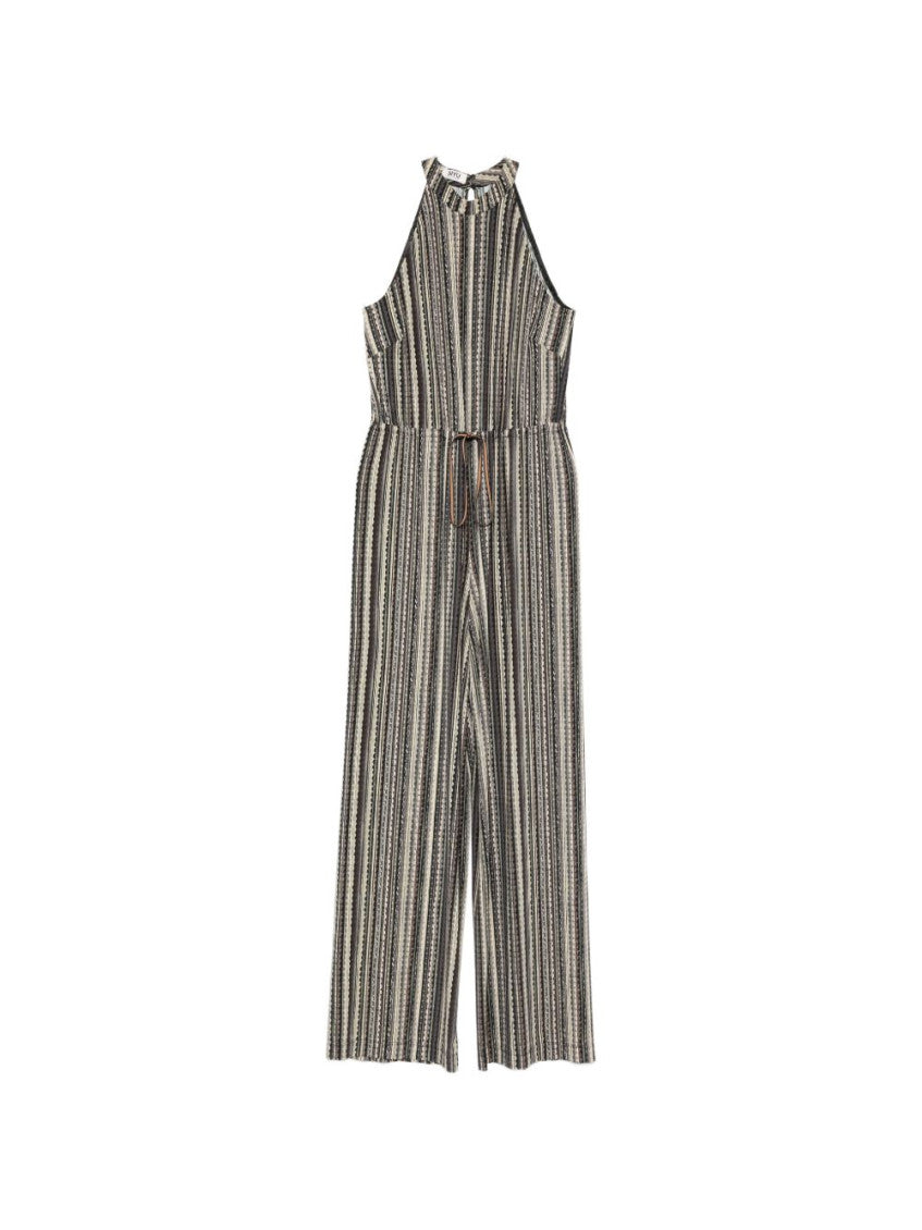 Green Stripes Halter Neck Jumpsuit 1