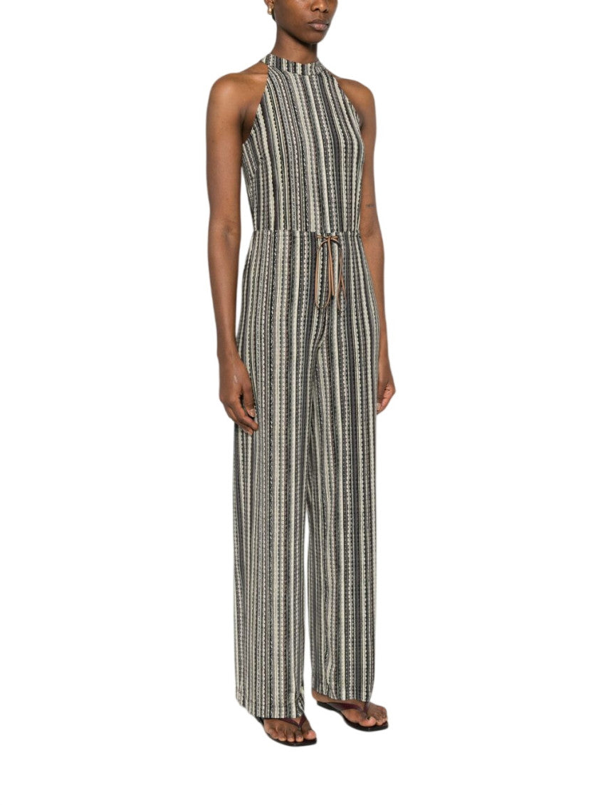 Green Stripes Halter Neck Jumpsuit 4
