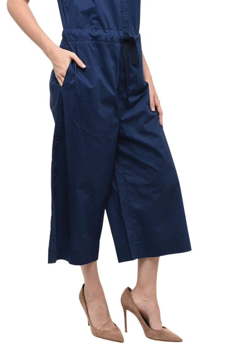 Blue Solid Band Collar Jumpsuit 3