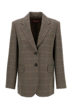 Brown Plaid Peaked Lapel Blazer 1