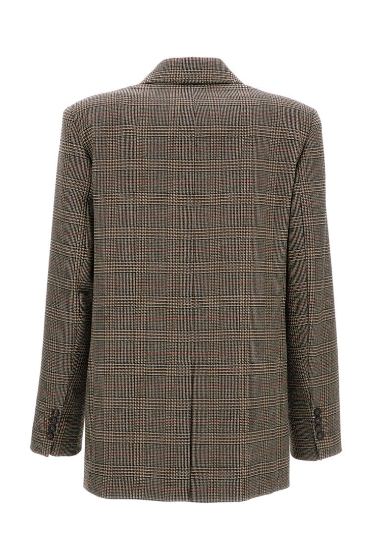 Brown Plaid Peaked Lapel Blazer 2