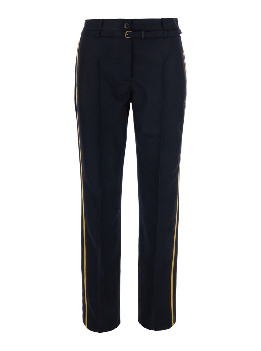 Dark Blue Tailored Flat Front Pants 1