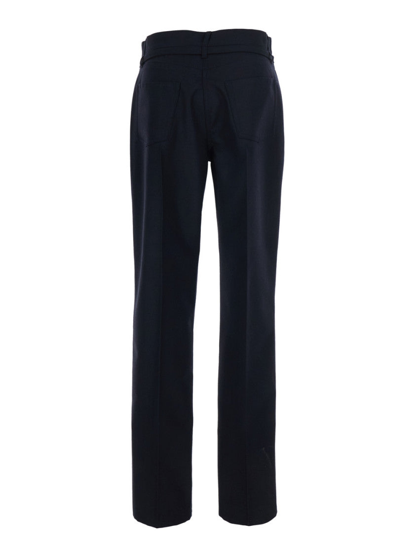 Dark Blue Tailored Flat Front Pants 2