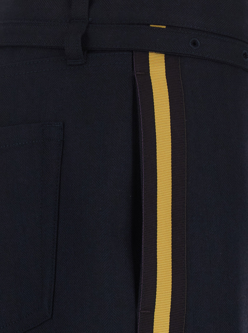 Dark Blue Tailored Flat Front Pants 3