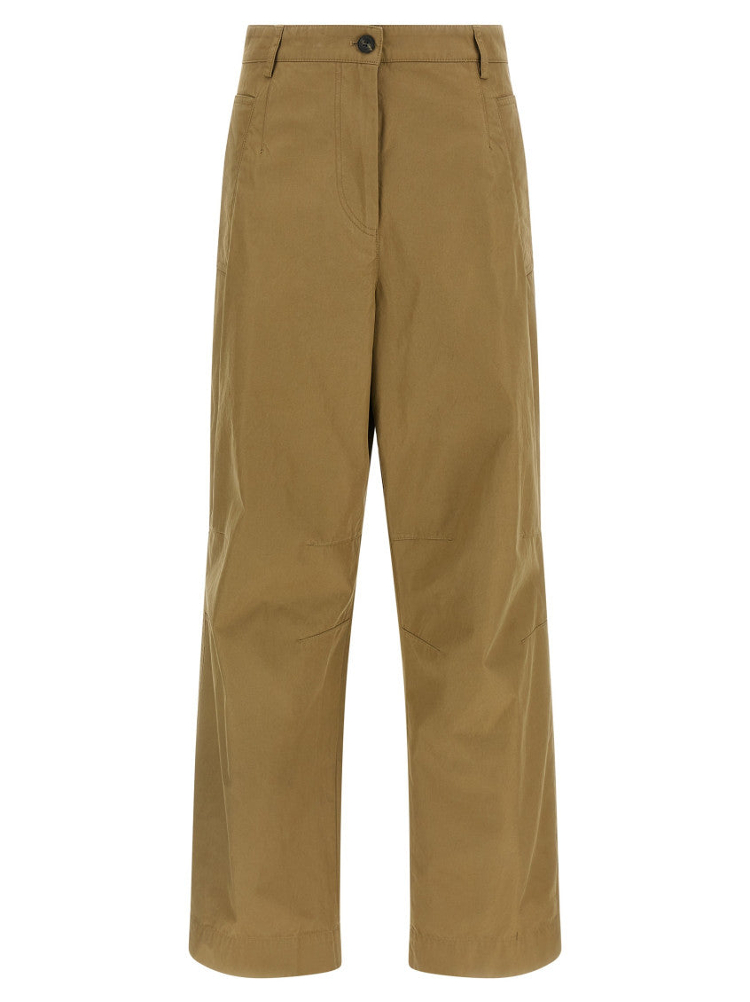 Beige Tapered Pleated Pants 1