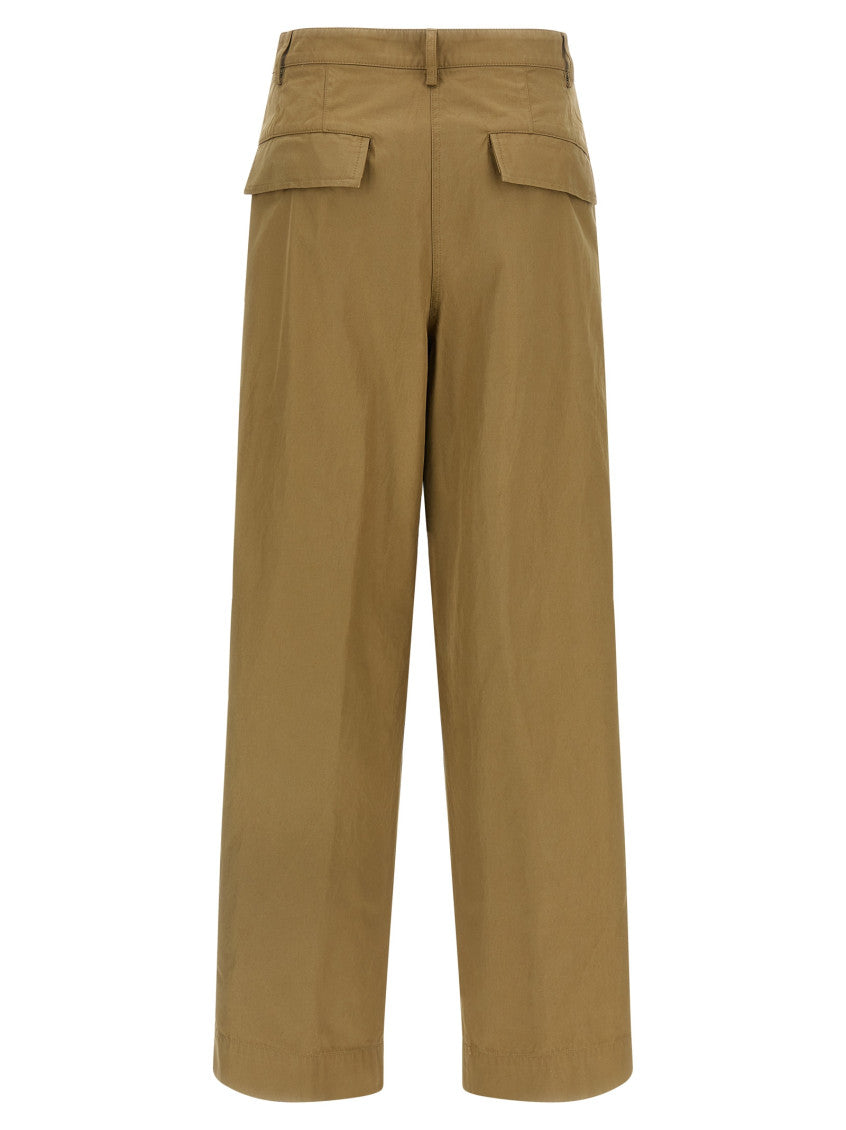 Beige Tapered Pleated Pants 2