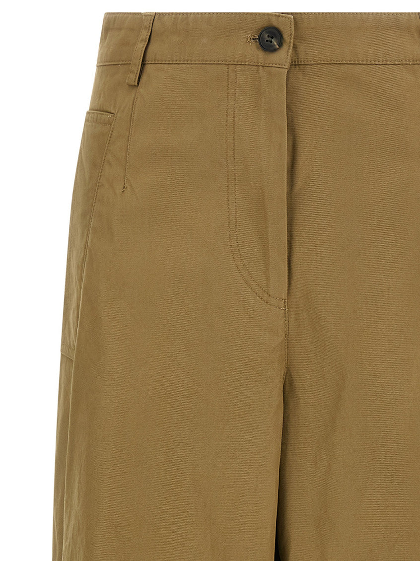 Beige Tapered Pleated Pants 3