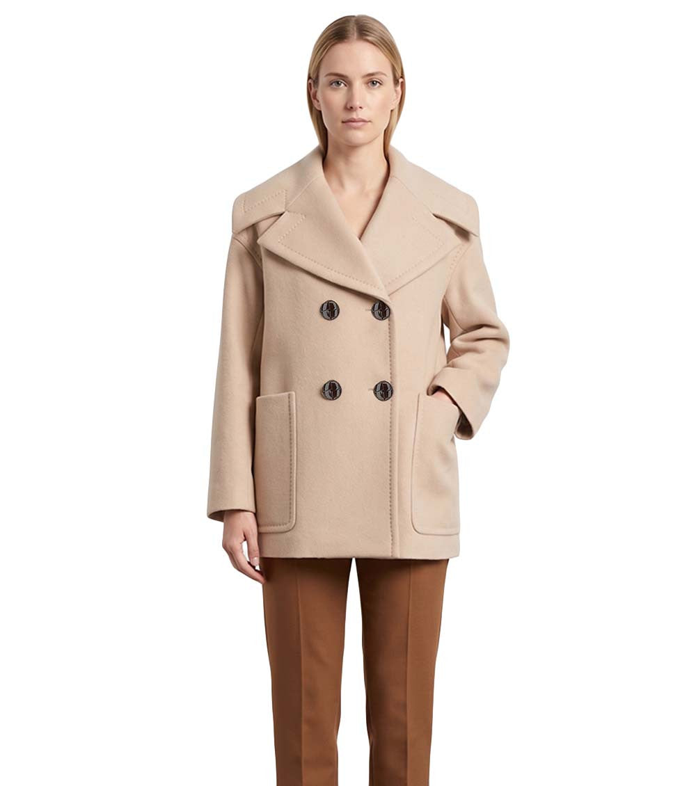 Beige Notched Lapel Blazer 1