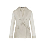 Beige Solid Shawl Lapel Blazer 1