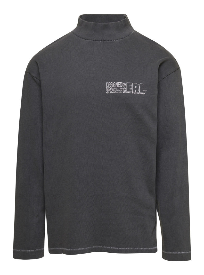Black Grey Printed Logo Pullover 1