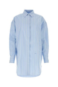 Light Blue Zip-detail Pinstriped Poplin Shirt 1