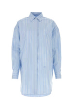Light Blue Zip-detail Pinstriped Poplin Shirt 1