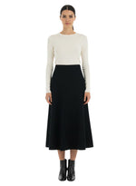 Black Solid Calf Length Skirt 1