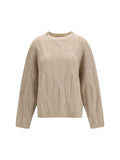 Beige Knitted Crew Neck Sweater 1