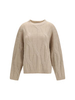 Beige Knitted Crew Neck Sweater 1