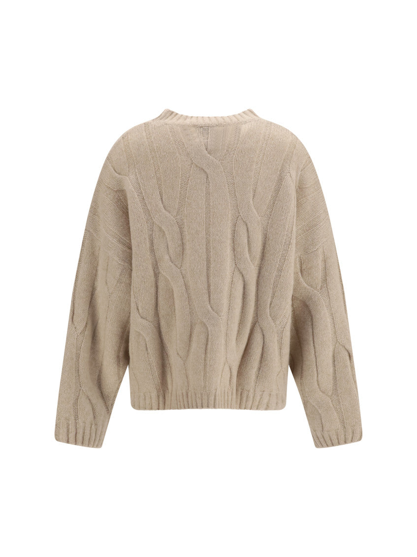 Beige Knitted Crew Neck Sweater 2