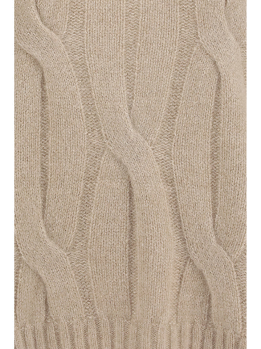 Beige Knitted Crew Neck Sweater 3