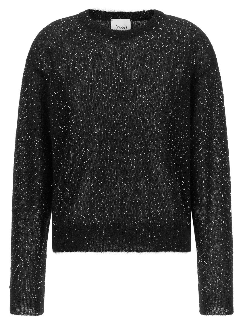 Black Embellished Crew Neck Sweater 1