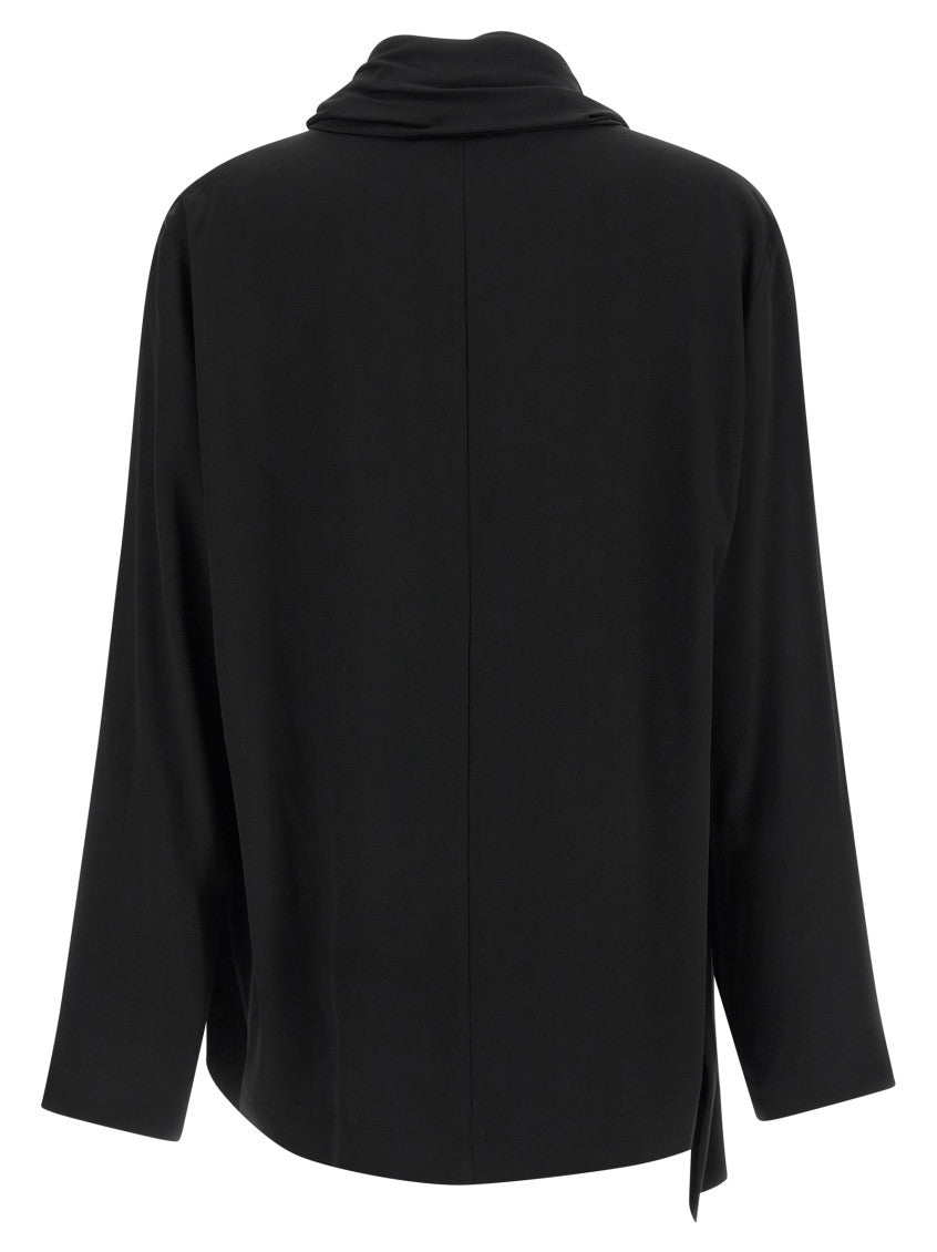 Black Solid Asymmetric Neck Top 2