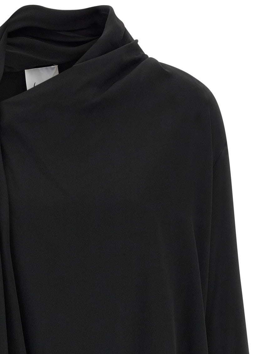 Black Solid Asymmetric Neck Top 3