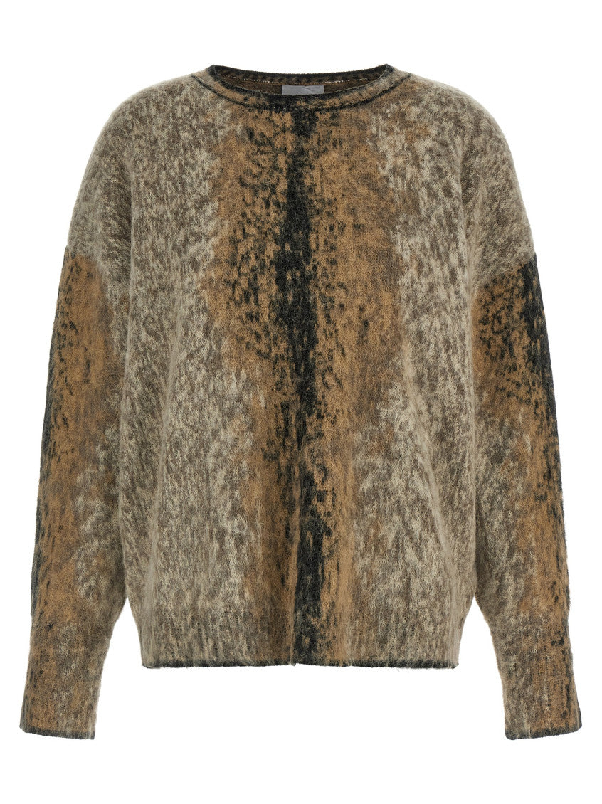 Brown Abstract Crew Neck Sweater 1
