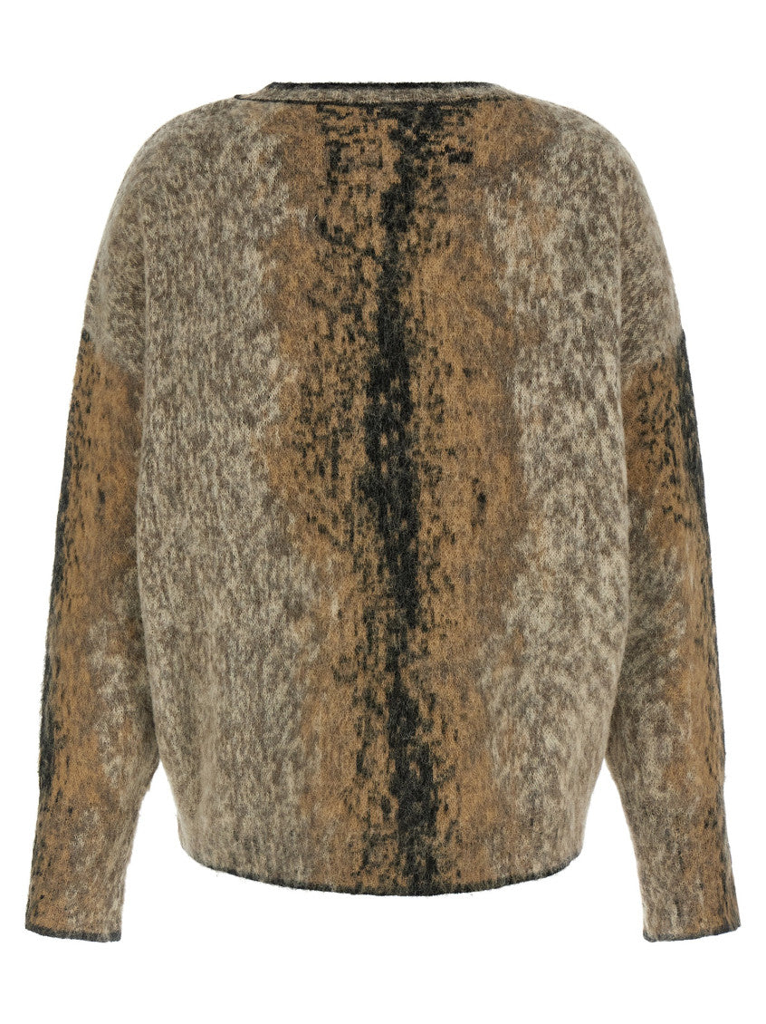 Brown Abstract Crew Neck Sweater 2