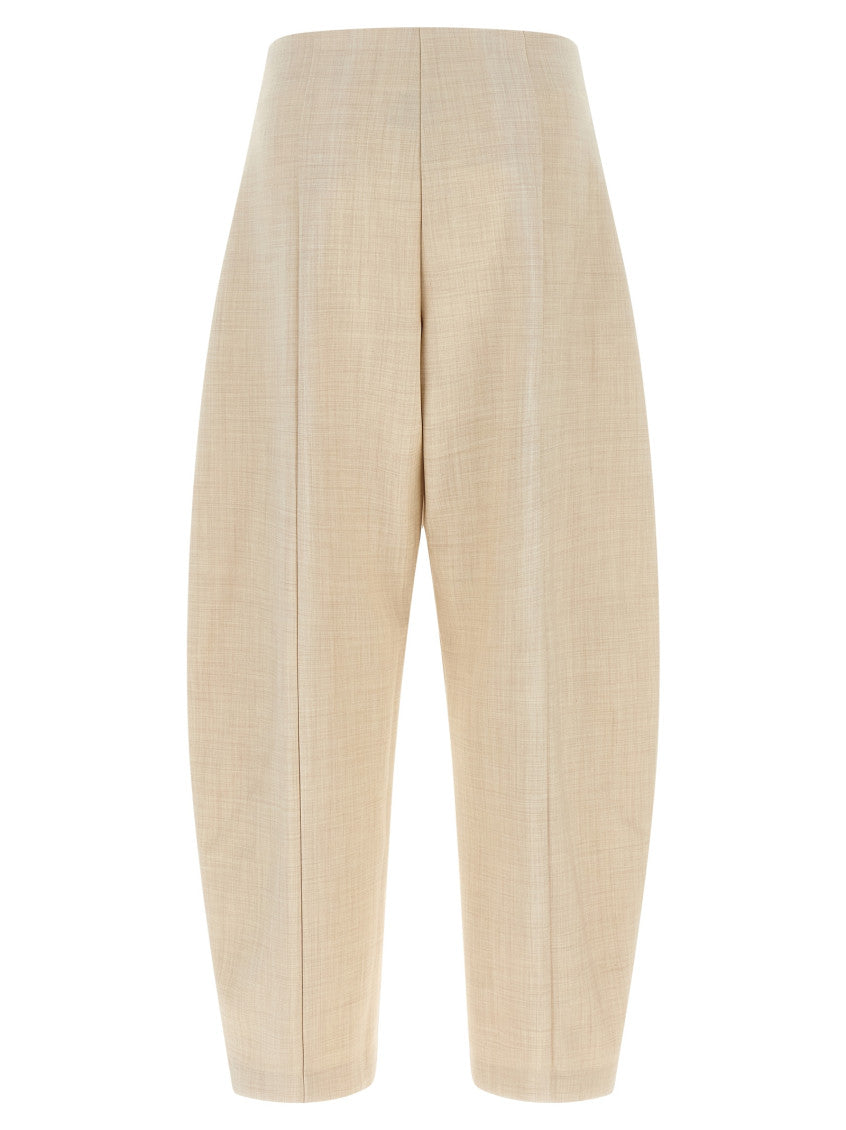 Beige Tapered Flat Front Pants 2