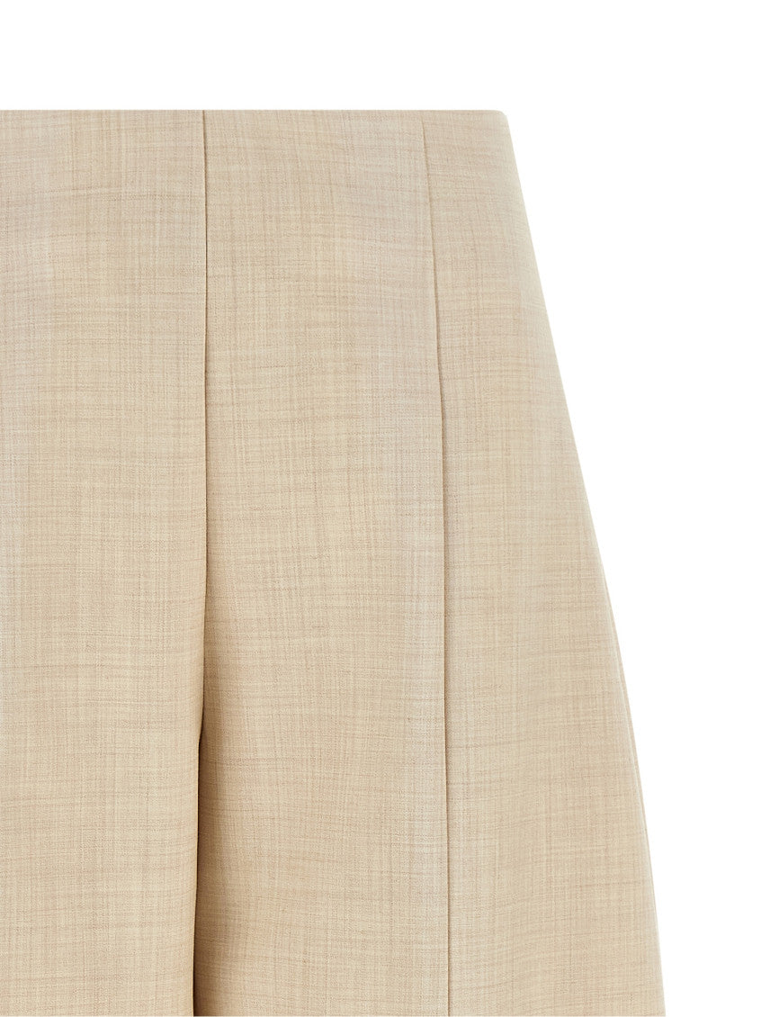Beige Tapered Flat Front Pants 3