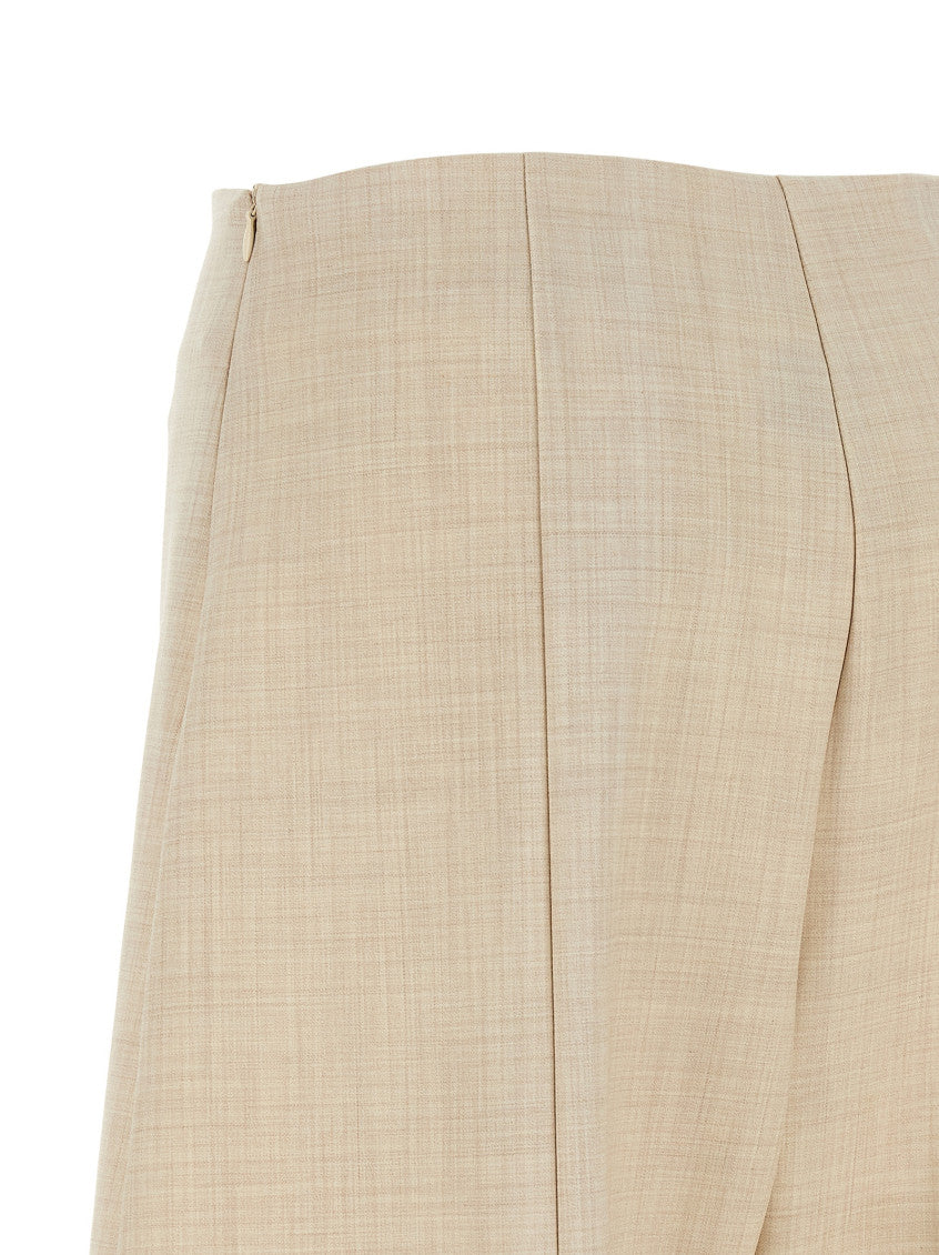 Beige Tapered Flat Front Pants 4