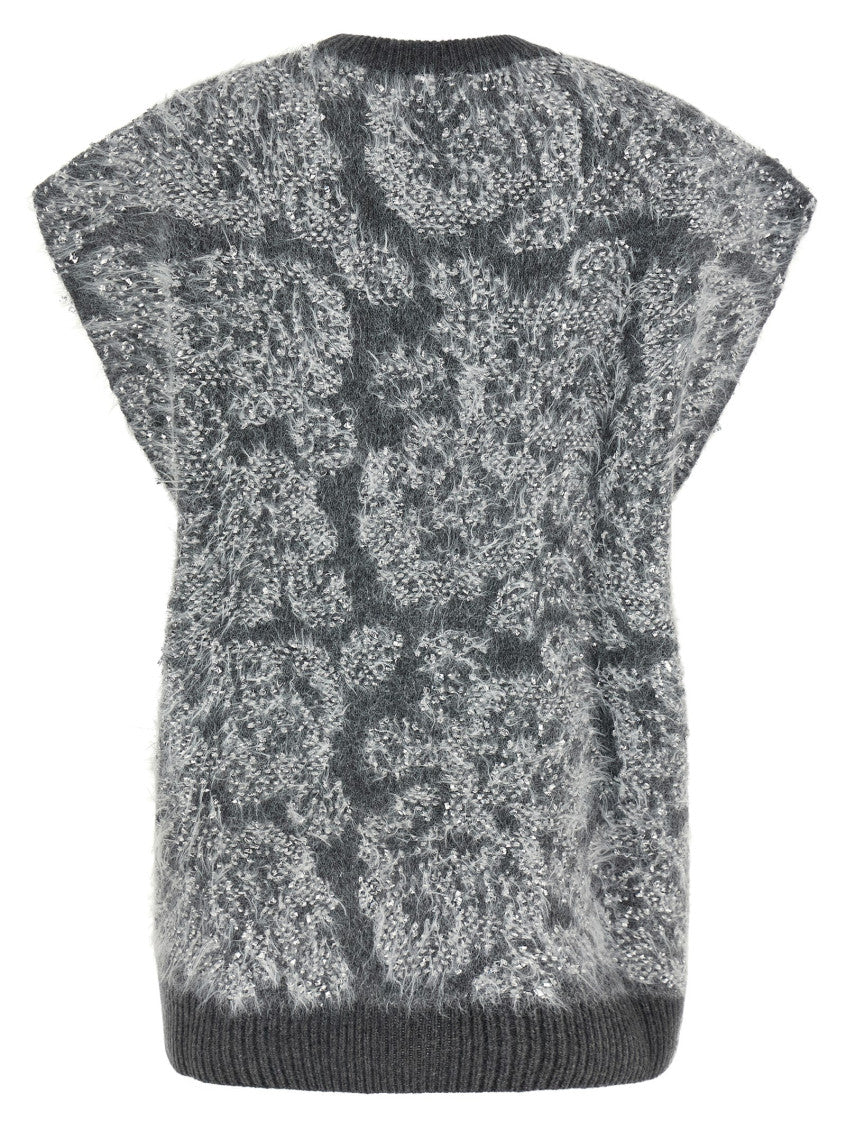 Grey Abstract Crew Neck Sweater 2