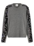Grey Embellished V Neck Sweater 1