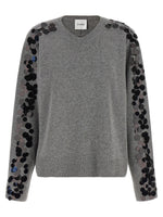 Grey Embellished V Neck Sweater 1