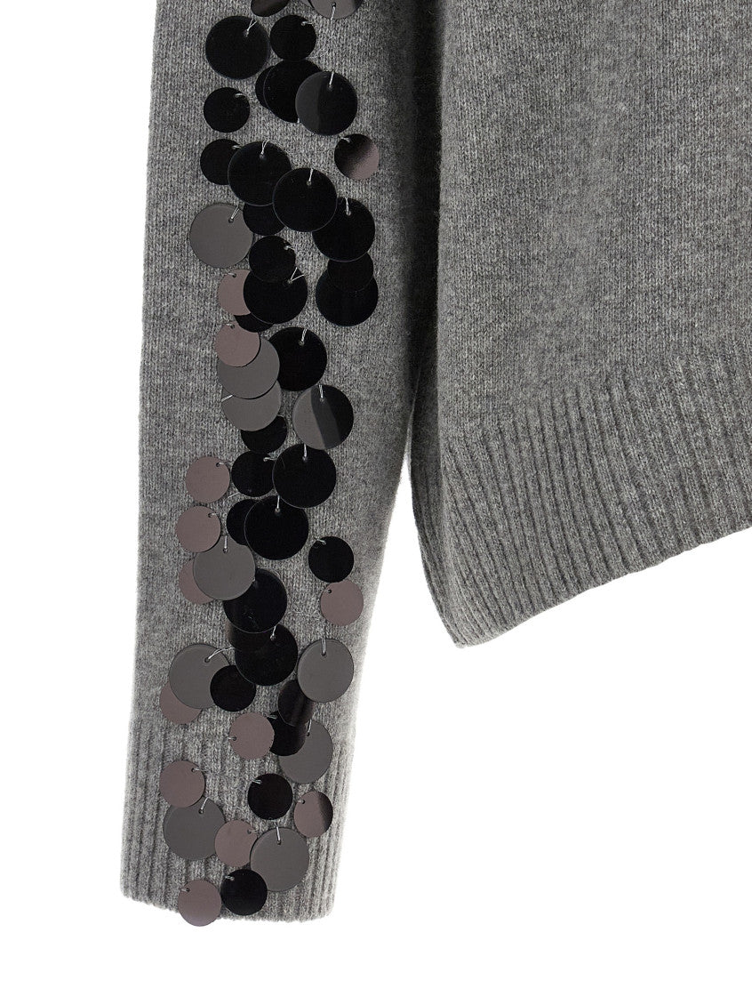 Grey Embellished V Neck Sweater 4