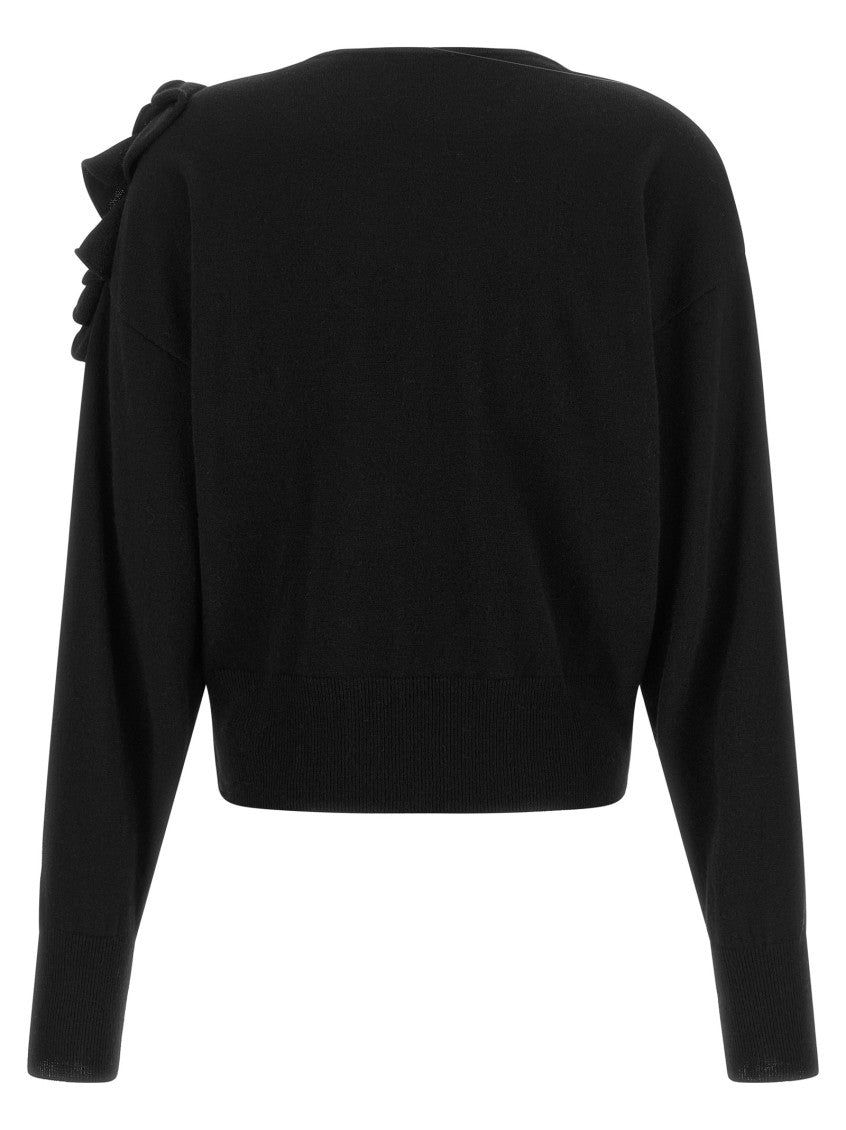 Black Textured V Neck Sweater 2
