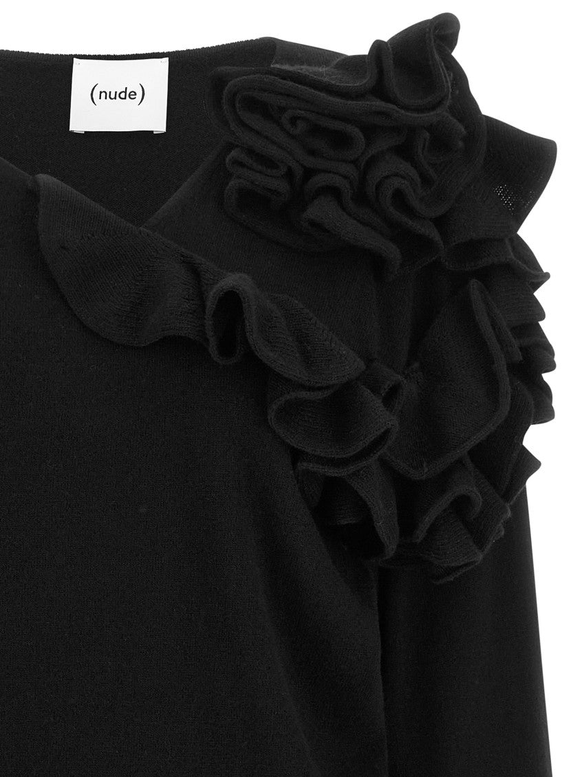 Black Textured V Neck Sweater 3