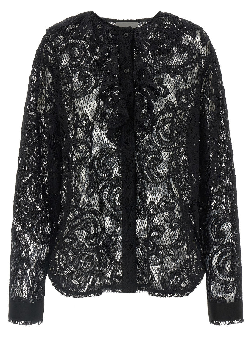 Black Lace Round Neck Top 1