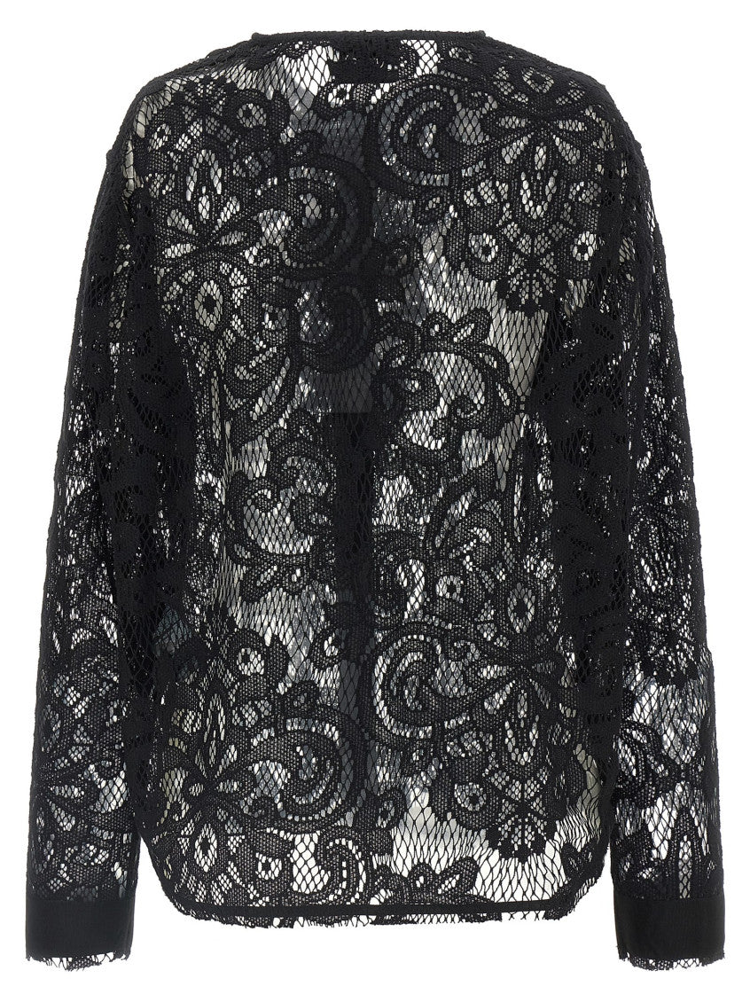 Black Lace Round Neck Top 2