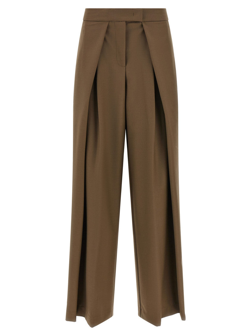 Brown Tailored Pleated Pants 1