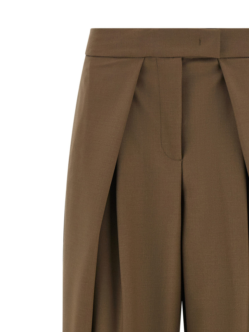 Brown Tailored Pleated Pants 3