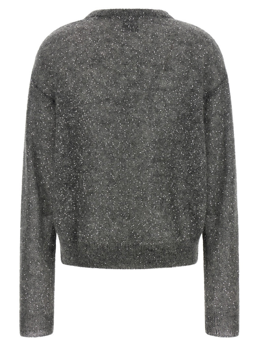 Grey Embellished Crew Neck Sweater 2