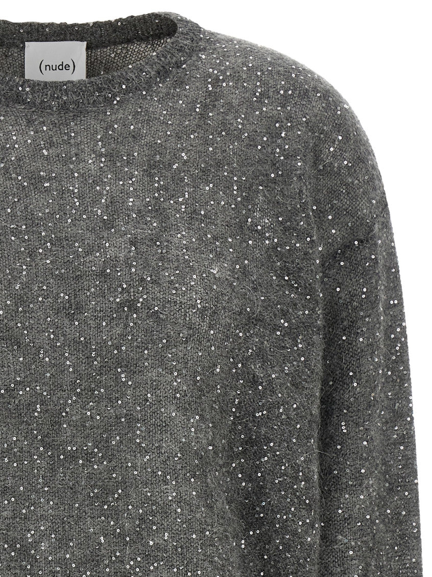 Grey Embellished Crew Neck Sweater 3
