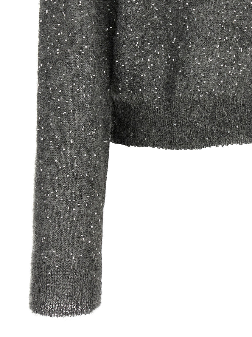 Grey Embellished Crew Neck Sweater 4