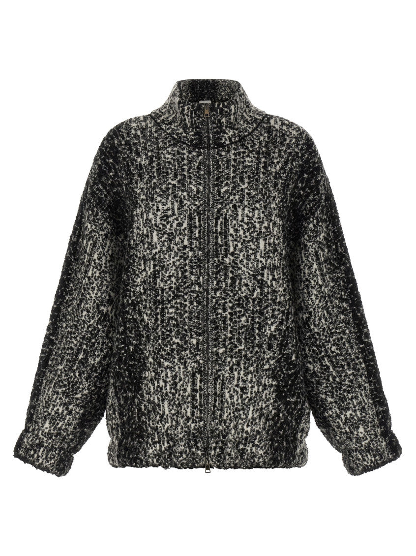 Black Textured Mock Collar Jacket 1