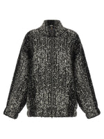 Black Textured Mock Collar Jacket 1