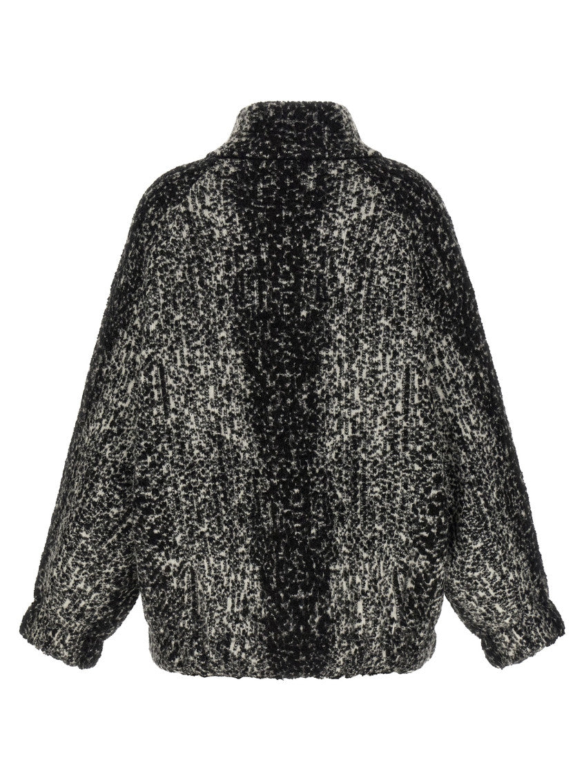 Black Textured Mock Collar Jacket 2